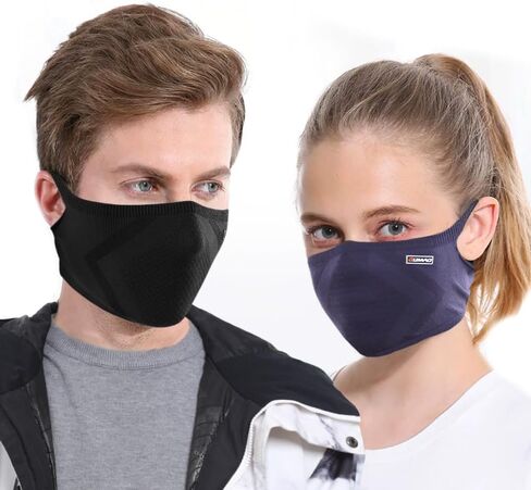 2pcs Knitted Face Mask Breathable UV Protection Half Face Mask for Men and Women, Washable and Reusable in Saudi Arabia