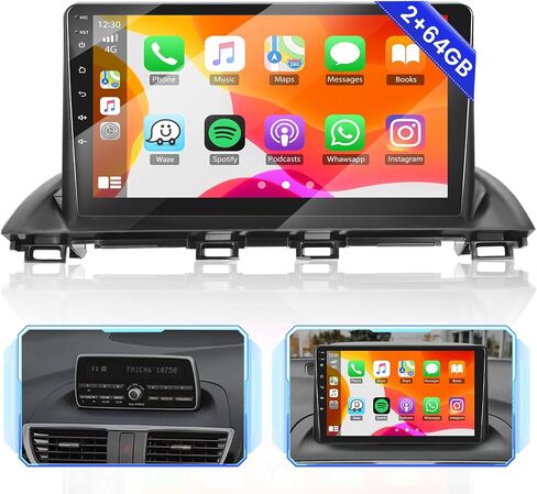 لراديو Mazda 3 2014-2018، 8 Core 4+64GB Android 13 ستيريو سيارة 9 بوصة IPS شاشة لمس راديو السيارة مع Carplay اللاسلكي Android Auto 59UI GPS WiFi 32EQ DSP كاميرا احتياطية in Saudi Arabia