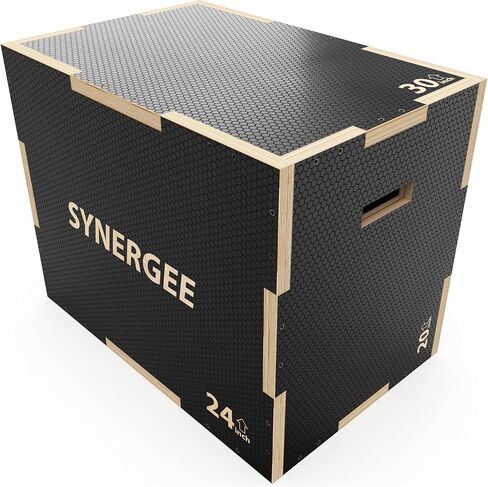 Synergee 3 in 1 Non-Slip Plyometric Box for Jump Training and Conditioning. Wooden Plyo and Soft Plyo Box All in One Jump Trainer. Sizes 20/18/16, 16/14/12 in Saudi Arabia