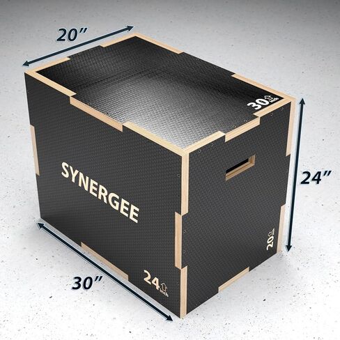 Synergee 3 in 1 Non-Slip Plyometric Box for Jump Training and Conditioning. Wooden Plyo and Soft Plyo Box All in One Jump Trainer. Sizes 20/18/16, 16/14/12 in Saudi Arabia