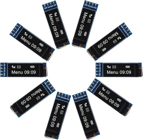 10 قطع وحدة عرض I2C 0.91 بوصة I2C OLED وحدة عرض I2C OLED شاشة سائق تيار مستمر 3.3 فولت ~ 5 فولت 4 دبابيس لـ Arduino ESP32 ESP8266 AVR PIC STM32 لـ Raspberry pi (اللون الأزرق) in Kuwait
