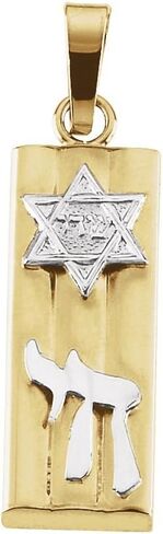 Diamond2Deal 14K الذهب الأصفر والأبيض 21x7 ملم قلادة قلادة Mezuzah in Saudi Arabia