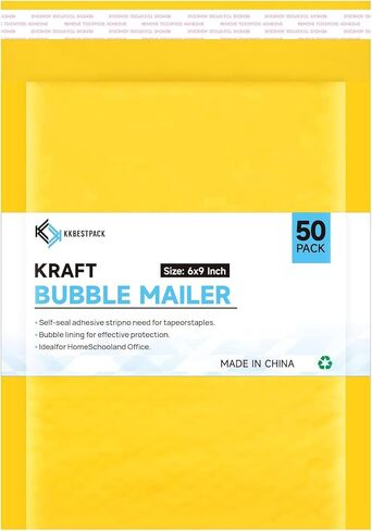 Kkbestpack Kraft Bubble Mailers #0, Self-Seal Padded Mailing Envelopes, Pack of 25, 6x9 Inches in Saudi Arabia