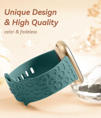أحزمة Odbeai Leopard المحفورة متوافقة مع Fitbit Versa 4 Bands للنساء/Versa 3 Bands، من أجل Fitbit Sense 2 Bands/Sense Bands، حزام معصم بديل مقاوم للماء من السيليكون الناعم الفاخر in Saudi Arabia