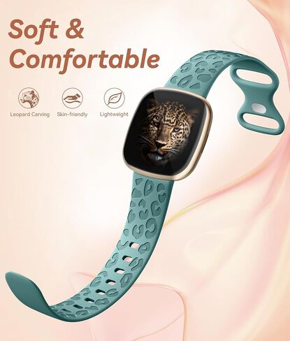 أحزمة Odbeai Leopard المحفورة متوافقة مع Fitbit Versa 4 Bands للنساء/Versa 3 Bands، من أجل Fitbit Sense 2 Bands/Sense Bands، حزام معصم بديل مقاوم للماء من السيليكون الناعم الفاخر in Saudi Arabia