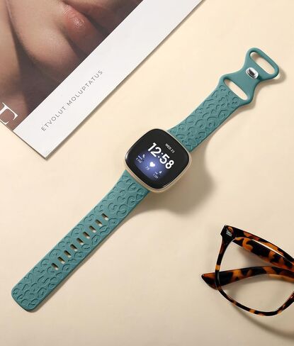 أحزمة Odbeai Leopard المحفورة متوافقة مع Fitbit Versa 4 Bands للنساء/Versa 3 Bands، من أجل Fitbit Sense 2 Bands/Sense Bands، حزام معصم بديل مقاوم للماء من السيليكون الناعم الفاخر in Saudi Arabia