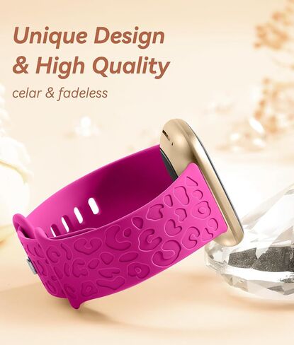 Odbeai Leopard Bands Compatible with Fitbit Versa 4/Sense 2/Sense/Versa 3 | Cute Fancy Bands Compatible with Fitbit Versa 4 Bands for Women, Soft Silicone Sport Strap for Sense 2/Sense/Versa 3 Bands in Saudi Arabia