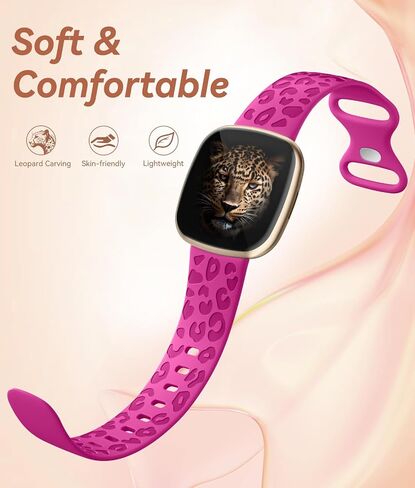 Odbeai Leopard Bands Compatible with Fitbit Versa 4/Sense 2/Sense/Versa 3 | Cute Fancy Bands Compatible with Fitbit Versa 4 Bands for Women, Soft Silicone Sport Strap for Sense 2/Sense/Versa 3 Bands in Saudi Arabia
