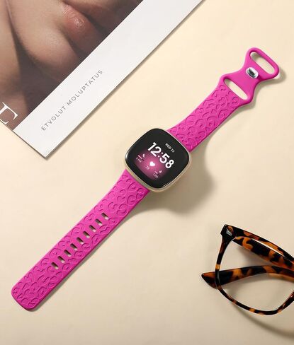 Odbeai Leopard Bands Compatible with Fitbit Versa 4/Sense 2/Sense/Versa 3 | Cute Fancy Bands Compatible with Fitbit Versa 4 Bands for Women, Soft Silicone Sport Strap for Sense 2/Sense/Versa 3 Bands in Saudi Arabia