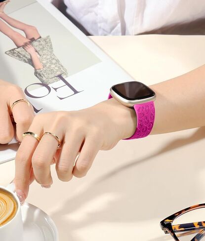 Odbeai Leopard Bands Compatible with Fitbit Versa 4/Sense 2/Sense/Versa 3 | Cute Fancy Bands Compatible with Fitbit Versa 4 Bands for Women, Soft Silicone Sport Strap for Sense 2/Sense/Versa 3 Bands in Saudi Arabia