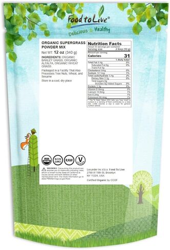 مزيج مسحوق العشب الفائق العضوي من الغذاء للعيش - مساحيق البرسيم المختلط وعشب الشعير وعشب القمح. غير معدّل وراثيًا، أطعمة نقية فائقة الجودة، نباتية، موافق للشريعة اليهودية، بكميات كبيرة. يمزج جيدا. مثالية للعصائر والمخفوقات in Kuwait