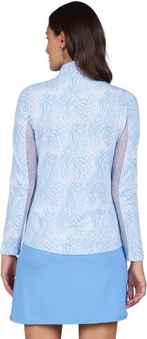 IBKUL Athleisure Wear واقي من الشمس UPF 50+ Icefil Cooling Tech Alena طباعة كم طويل رقبة وهمية - 10539 أسود / أبيض Alena XS in Kuwait