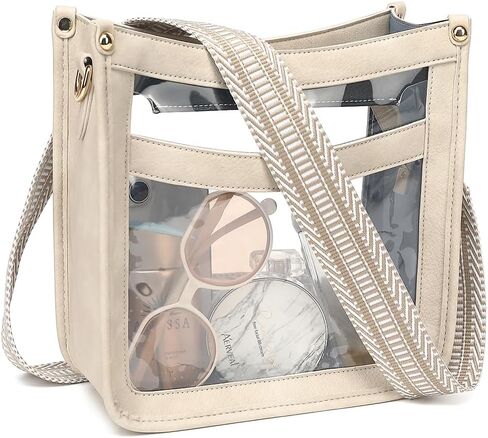 LOXOMU Clear Crossbody Bag Stadium Approved - Clear Stadium Purse with Guitar Strap, Clear Bag for Stadium Events, Concerts in Kuwait