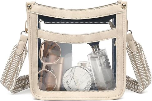 LOXOMU Clear Crossbody Bag Stadium Approved - Clear Stadium Purse with Guitar Strap, Clear Bag for Stadium Events, Concerts in Kuwait
