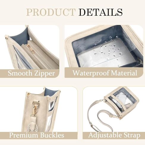 LOXOMU Clear Crossbody Bag Stadium Approved - Clear Stadium Purse with Guitar Strap, Clear Bag for Stadium Events, Concerts in Kuwait