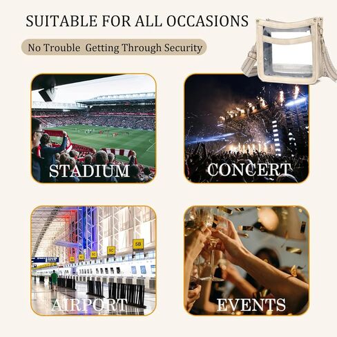LOXOMU Clear Crossbody Bag Stadium Approved - Clear Stadium Purse with Guitar Strap, Clear Bag for Stadium Events, Concerts in Kuwait