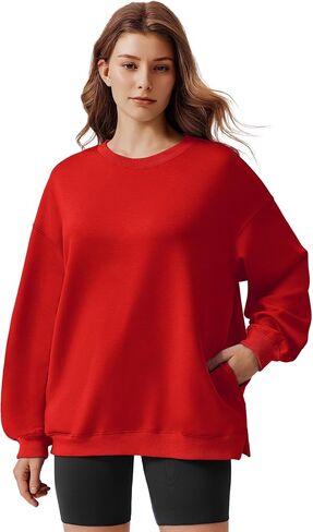PINSPARK Sweatshirt for Women Oversized 2024 Fall Outfit Long Sleeve Y2K Pullover Top Crewneck Sweat Shirts with Side Pockets in Saudi Arabia