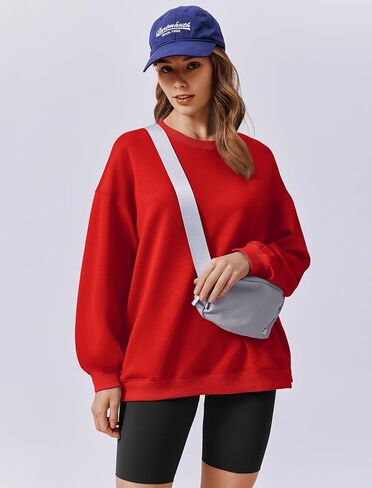 PINSPARK Sweatshirt for Women Oversized 2024 Fall Outfit Long Sleeve Y2K Pullover Top Crewneck Sweat Shirts with Side Pockets in Saudi Arabia
