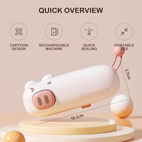 Mini Bag Sealer, Cartoon-Themed Bag Sealer, Type-C Rechargeable Chips Bag Sealer, Portable Heat Sealing Machine for Chips, Snack Plastic Bags, Keep The Food Fresh in Saudi Arabia