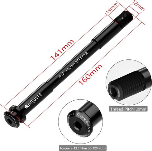 1.0mm Thread Pitch Front Rear Thru Axles for Road Mountain Bicyle Suspension Forks Rigid Forks and Bike Rear Frame, 6061 Aluminium Alloy Boost Through Axle: 12mm x 120mm to 185mm Includes 8 Lengths in Kuwait