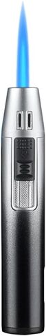 Mini Torch Lighter Windproof Jet Blue Flame Lighters Compact Portable with Gas Window Refillable Butane Torch for Candle Craft Outdoor BBQ Grill (Butane Not Included)(Black) in Kuwait