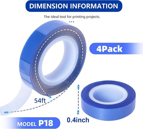 P18 Heat Tape - Blue Heat Press Tape for Vinyl Sublimation Heat Sublimation Heat Transfer, Oxidation and High Temperature Resistance Residue Free - 2Pack, 0.4inch x 54FT in Saudi Arabia