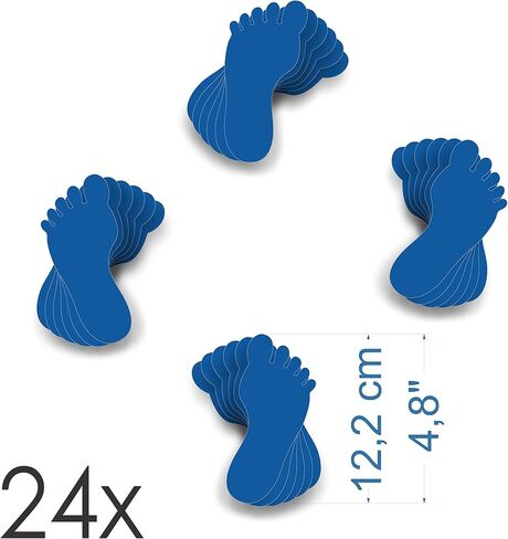 Child Footprints Stickers - for Smooth Floors, Tiles, Concrete, Vinyl, - Set of 24 red Adhesive feet in Kuwait
