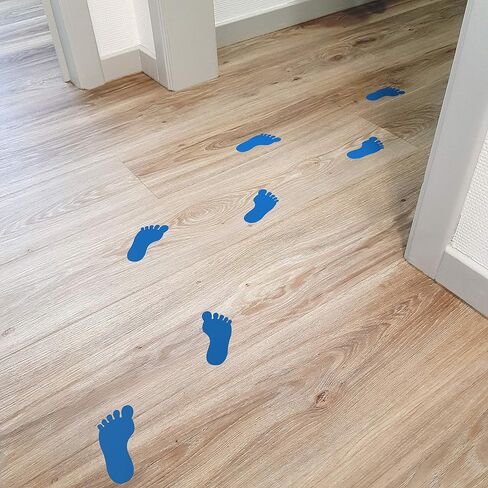 Child Footprints Stickers - for Smooth Floors, Tiles, Concrete, Vinyl, - Set of 24 red Adhesive feet in Kuwait