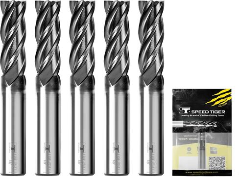 SPEED TIGER EISE 1/4" Carbide Square End Mill - 4 Flutes Milling Bits Set for Alloy Steels, Hardened Steels, Aluminum, Copper, Cast Iron, HRC 50 Deg AlTiN Coating, CNC Router Bits (2pcs) in Kuwait