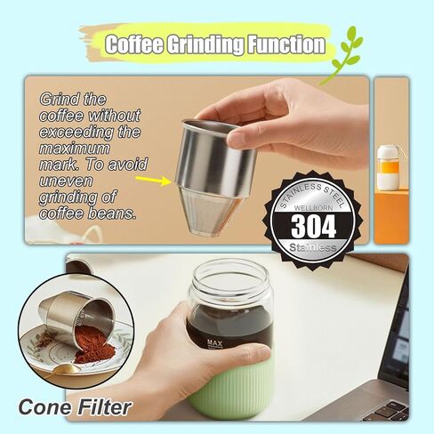 4 In 1 Portable Blender, Personal Size Blender for Shakes and Grind Coffee with 4 Ultra Sharp Blades, 10Oz Powerful Juicer, Mini Blender Cup for Office, Gym, Kitchen in Saudi Arabia