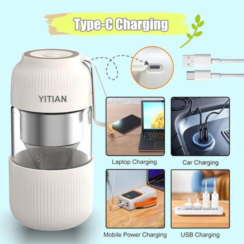 4 In 1 Portable Blender, Personal Size Blender for Shakes and Grind Coffee with 4 Ultra Sharp Blades, 10Oz Powerful Juicer, Mini Blender Cup for Office, Gym, Kitchen in Saudi Arabia