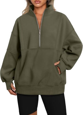 AUTOMET Women's Half Zip Oversized Sweatshirts Fleece Long Sleeve Hoodies Casual Sweaters with Pockerts in Saudi Arabia