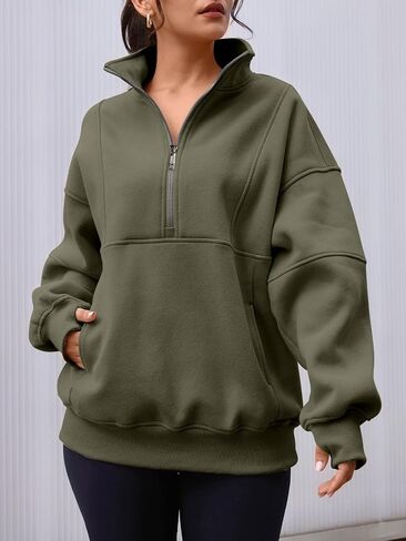 AUTOMET Women's Half Zip Oversized Sweatshirts Fleece Long Sleeve Hoodies Casual Sweaters with Pockerts in Saudi Arabia