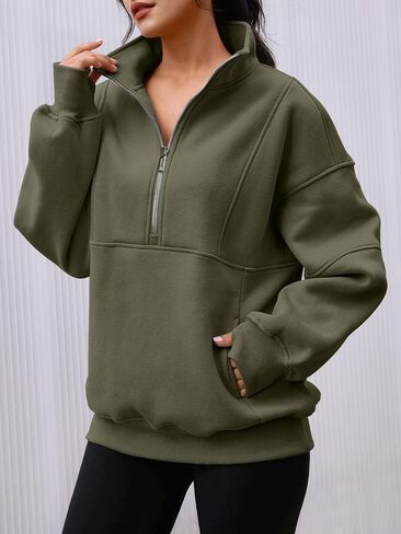 AUTOMET Women's Half Zip Oversized Sweatshirts Fleece Long Sleeve Hoodies Casual Sweaters with Pockerts in Saudi Arabia