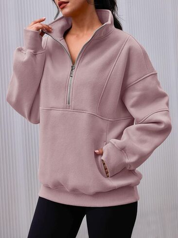 AUTOMET Women's Half Zip Oversized Sweatshirts Fleece Long Sleeve Hoodies Casual Sweaters with Pockerts in Saudi Arabia