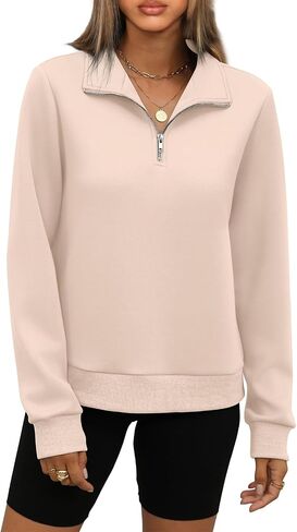 WIHOLL Women's Half Zip Sweatshirts Cropped Slim Fit Long Sleeve Pullover Soft Quarter Zipper Hoodies Fall Outfits 2024 in Saudi Arabia