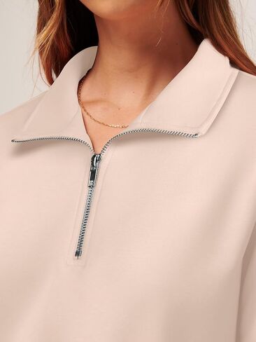 WIHOLL Women's Half Zip Sweatshirts Cropped Slim Fit Long Sleeve Pullover Soft Quarter Zipper Hoodies Fall Outfits 2024 in Saudi Arabia