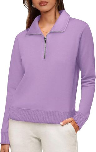 WIHOLL Women's Half Zip Sweatshirts Cropped Slim Fit Long Sleeve Pullover Soft Quarter Zipper Hoodies Fall Outfits 2024 in Saudi Arabia