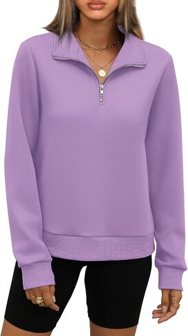 WIHOLL Women's Half Zip Sweatshirts Cropped Slim Fit Long Sleeve Pullover Soft Quarter Zipper Hoodies Fall Outfits 2024 in Saudi Arabia