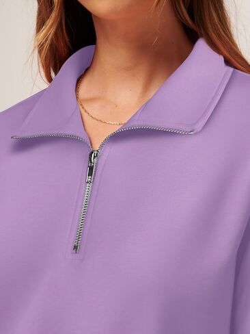 WIHOLL Women's Half Zip Sweatshirts Cropped Slim Fit Long Sleeve Pullover Soft Quarter Zipper Hoodies Fall Outfits 2024 in Saudi Arabia