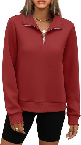 WIHOLL Women's Half Zip Sweatshirts Cropped Slim Fit Long Sleeve Pullover Soft Quarter Zipper Hoodies Fall Outfits 2024 in Saudi Arabia