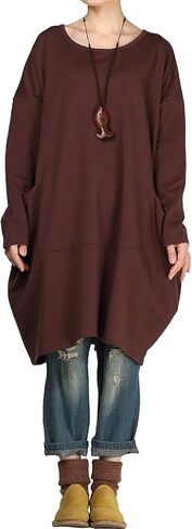 Minibee Women's Crewneck Oversized Sweatshirt Casual Loose Sweatshirts Long Sleeve Pullover Tunic Tops with Pocket in Saudi Arabia