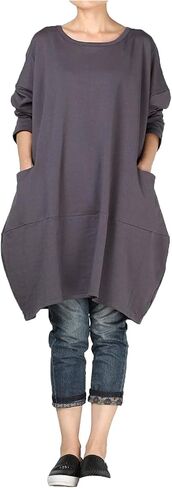 Minibee Women's Crewneck Oversized Sweatshirt Casual Loose Sweatshirts Long Sleeve Pullover Tunic Tops with Pocket in Saudi Arabia