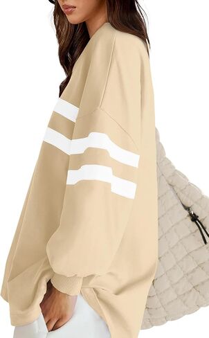 WIHOLL Womens Oversized Sweatshirts Casual Crewneck Long Sleeve Tops Comfy Striped Shirts Fall Fashion Pullover 2024 in Kuwait