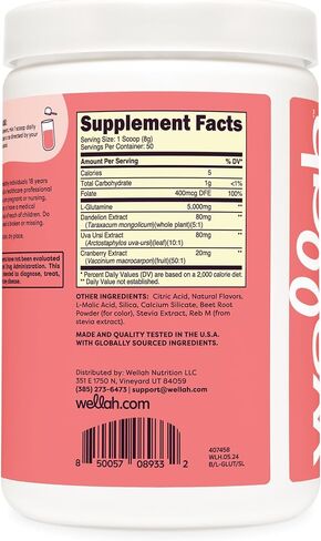 L-Glutamine Strawberry Lemonade Flavored (50 Servings) - 5g L-Glutamine Per Serving, Sweetened with Stevia in Saudi Arabia