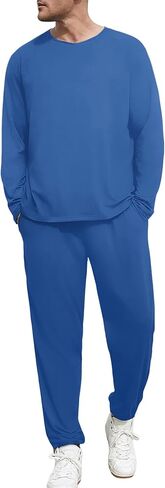 Lexiart Mens Tracksuits Set Athlete 2 Piece Outfits Long Sleeve Breathable Sweatsuits in Saudi Arabia