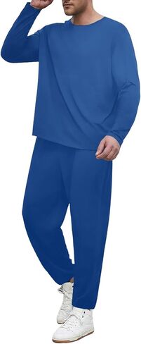 Lexiart Mens Tracksuits Set Athlete 2 Piece Outfits Long Sleeve Breathable Sweatsuits in Saudi Arabia