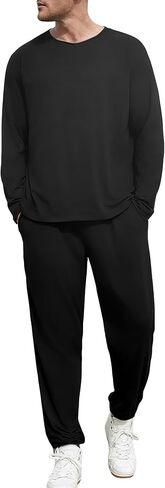 Lexiart Mens Tracksuits Set Athlete 2 Piece Outfits Long Sleeve Breathable Sweatsuits in Saudi Arabia