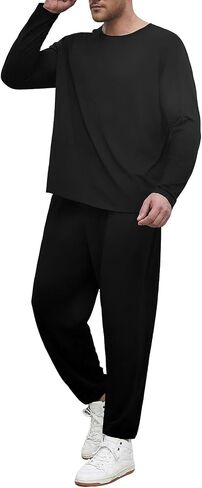 Lexiart Mens Tracksuits Set Athlete 2 Piece Outfits Long Sleeve Breathable Sweatsuits in Saudi Arabia