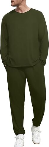 Lexiart Mens Tracksuits Set Athlete 2 Piece Outfits Long Sleeve Breathable Sweatsuits in Saudi Arabia